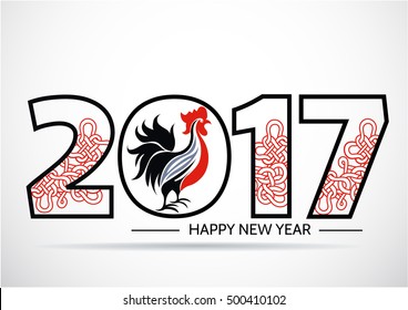 Happy new year 2017 creative greeting card design,Year 2017 vector colorful greeting card made in style.