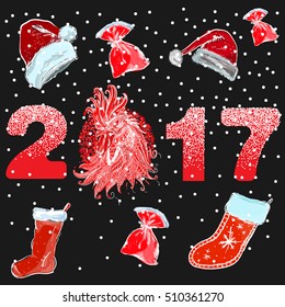 Happy new year 2017 creative greeting card design / Year 2017 vector design element 