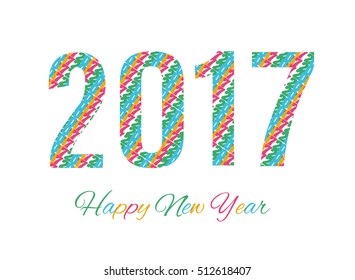 Happy new year 2017 creative greeting card design isolated on white