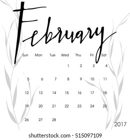 Happy new year 2017 creative greeting card design / Year 2017 vector design element / typescript 2017 blue greeting card made in style. Calendar for 2017. calendar illustration. february