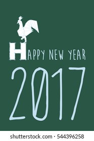 Happy New Year 2017 creative lettering text. Vector greeting card