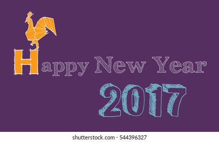 Happy New Year 2017 creative lettering text. Vector greeting card