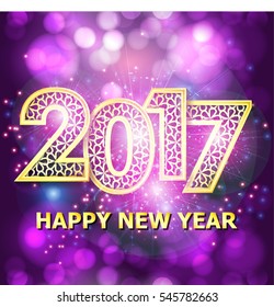 Happy new year 2017 creative greeting card design / Year 2017 vector design element.