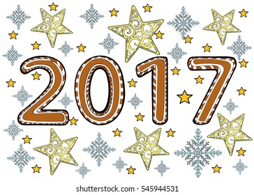 Happy new year 2017 creative greeting card design vector design element 