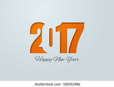 Happy New Year 2017 Cut Paper Background, Vector Illustration