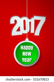 Happy New Year 2017 Cut Paper Background, Vector Illustration