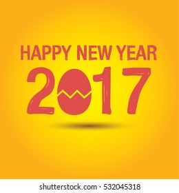 Happy New Year 2017 of cute chick. New Year decoration element. Vector illustration.