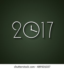 Happy new year 2017 design. Vector 2017 design template with clock. Nyew year calendar decoration concept.