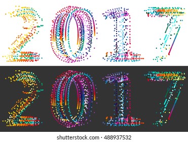 Happy new year 2017, dotted illustrations. Calendar cover design.