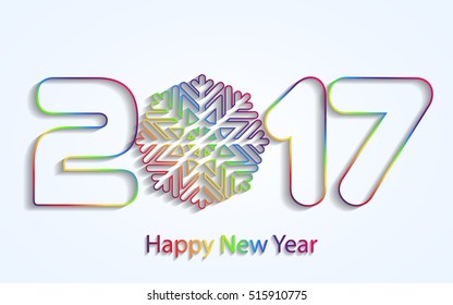 Happy New Year 2017. Element for greeting cards, posters. calendar cover. Vector illustration