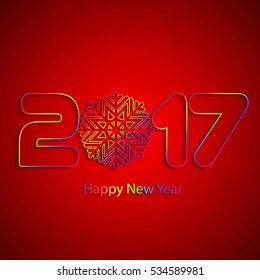 Happy New Year 2017. Element for greeting cards, posters. calendar cover. Vector illustration.