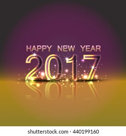 Happy New year 2017.The figures with gold glitter 