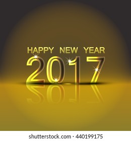 Happy New year 2017.The figures with gold glitter 