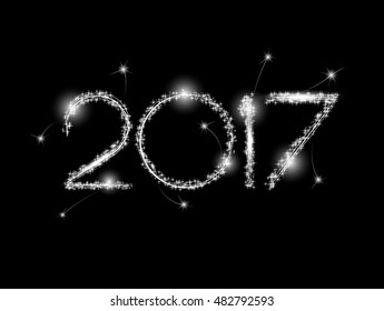 Happy New Year 2017. The figures with silver glitter from ornament
