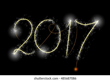 Happy New Year 2017 figures in silver glitter.