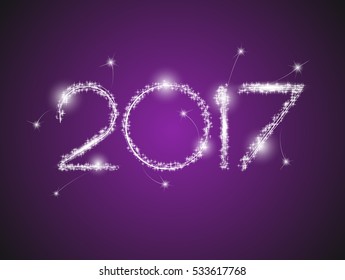 Happy New Year 2017. The figures with silver glitter from ornament