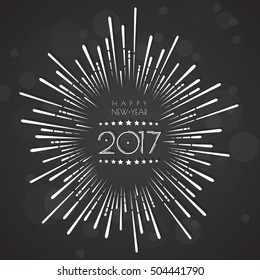Happy new year 2017 firework vector background . vector illustration