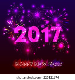 Happy New Year 2017 with fireworks background