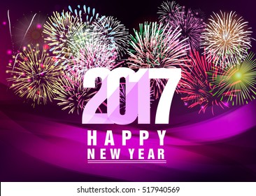 Happy new year 2017 with fireworks background