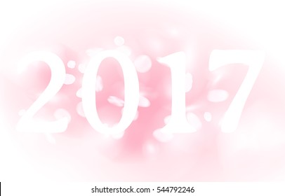 Happy New Year 2017 in Flower Sakura Theme. Vector illustration