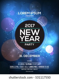 Happy New Year 2017 Flyer Template for websites and mobile websites. Can be used For Posters, Web Banners, promotion materials. Vector Illustration