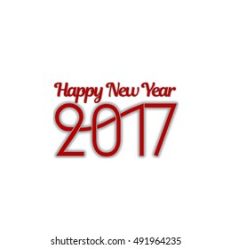 Happy New Year 2017 full Vector Postcard. Flat style with long shadow new year greeting card.