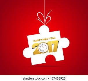 Happy new year 2017. Gold clock.