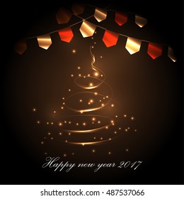 Happy New Year 2017 gold Fireworks