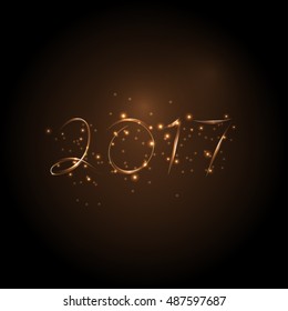 Happy New Year 2017 gold Fireworks
