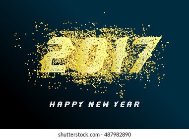 Happy new year 2017 with gold