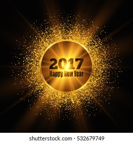 Happy New Year 2017. Gold glitter background. Vector Illustration.