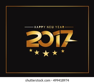 Happy new year 2017 Golden Text design vector background