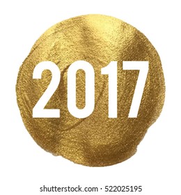 Happy New Year 2017 Golden Circle Vector illustration isolated on glitter colored background white text