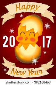 Happy New Year 2017 - greeting card design. Vector illustration