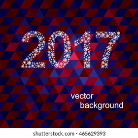 Happy New Year 2017 greeting card. Snowflake background