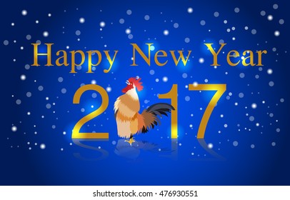 Happy New Year 2017 ,greeting card, holidays background with snowflakes