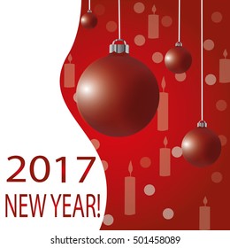 Happy New Year 2017 greeting card. Snowflake background.