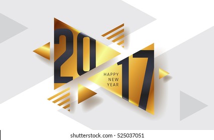 Happy New year 2017 greeting card background with triangle  pattern. Vector illustration.Wallpaper.flyers, invitation, posters, brochure, banners, calendar