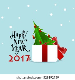 Happy new year 2017 Greeting Card, vector illustration.