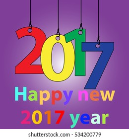 Happy new year 2017 greeting card, Vector illustration eps10