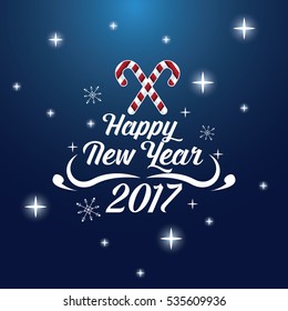 happy new year 2017 greeting card lighting candy stick