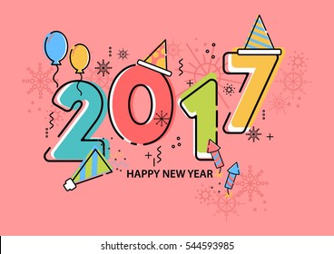 Happy New Year 2017. Greeting Card. Illustration