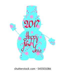 Happy New Year 2017, greeting abstract snowman, design template, vector illustration