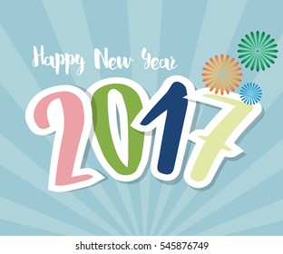 Happy New Year 2017 Greeting Card Background Vector Illustration