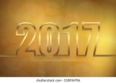 happy new year 2017 greetings with golden numbers and golden background