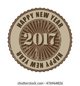 Happy New Year 2017 grunge rubber stamp. Vector illustration.
