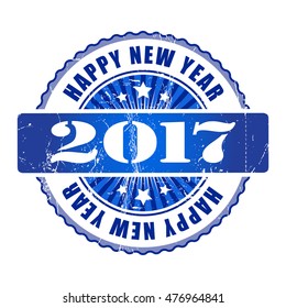 Happy New Year 2017 grunge rubber stamp. Vector illustration.
