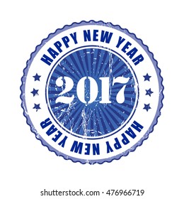 Happy New Year 2017 grunge rubber stamp. Vector illustration.
