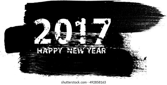 Happy new year 2017 Grunge text design .vector illustration.