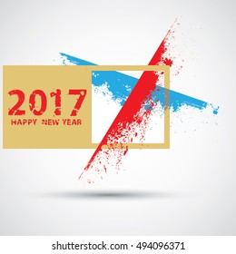 Happy new year 2017 Grunge text design .vector illustration.